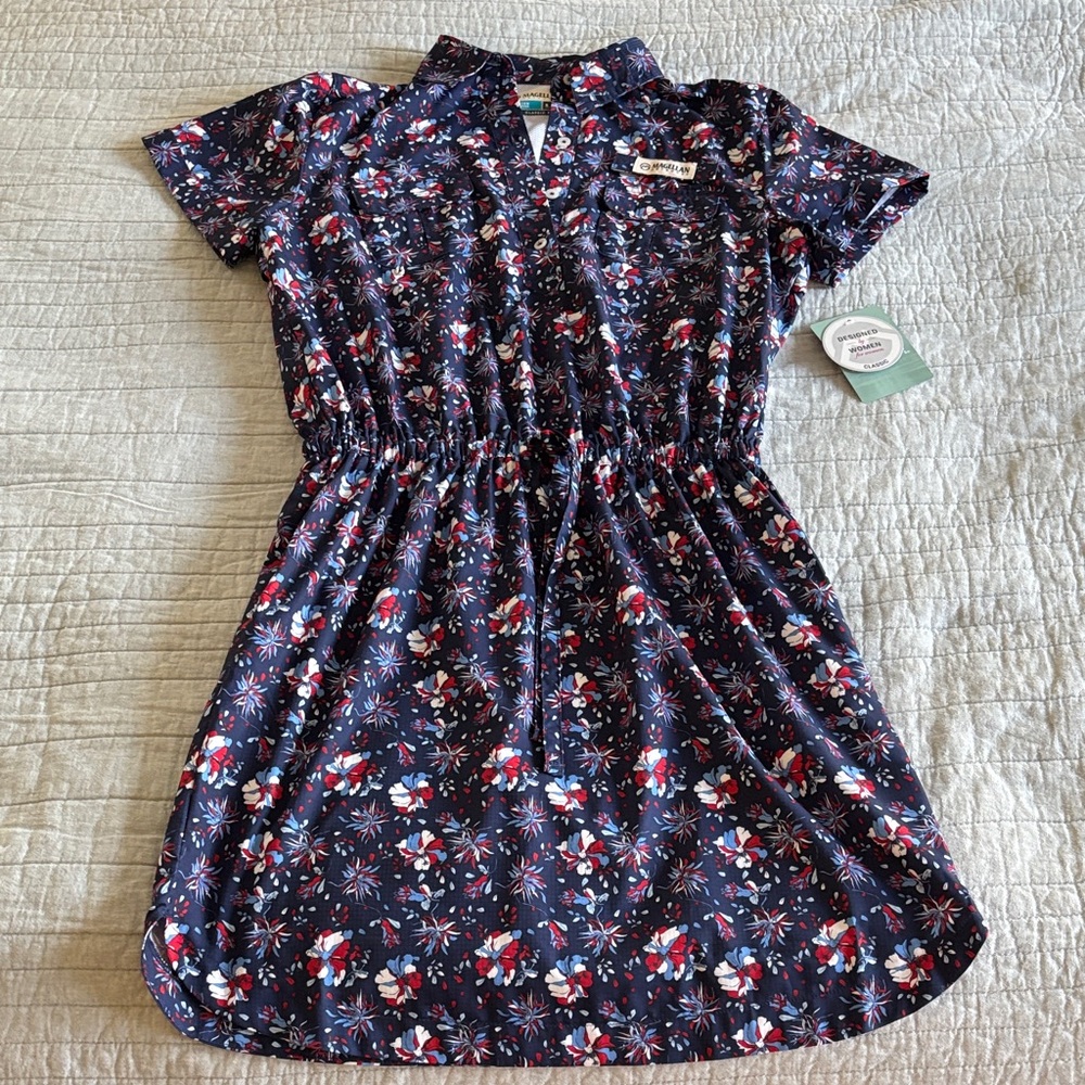 Magellan Outdoors Navy Floral Dress